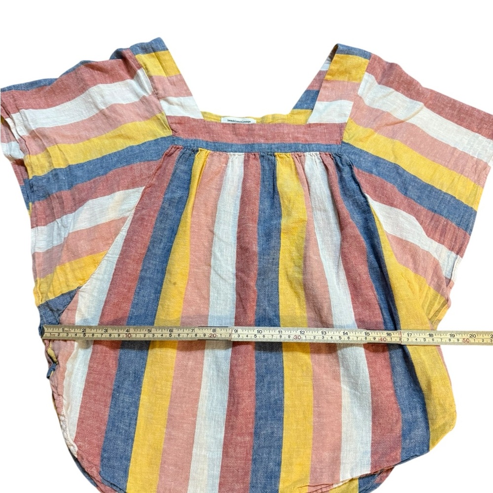 Beachlunchlounge Striped Multicolor Blouse Linen Blend Desert Vibes Sz S - Picture 6 of 8